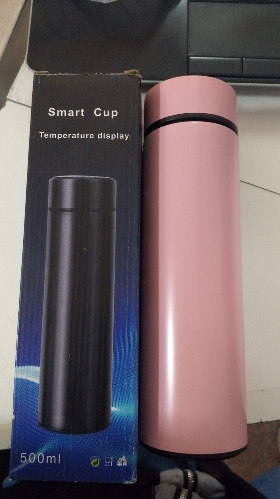 TERMO LED 500ML ROSADO